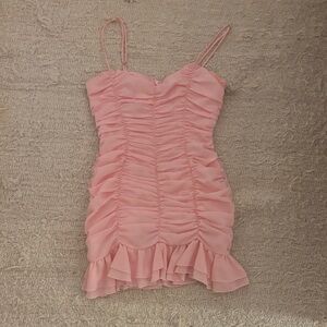 Lucy in the Sky Pink Ruched Mini Dress